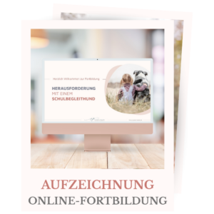 Shopbild für die Onlinefortbildung "Herausforderungen mit Schulhunden/Therapiehunden"